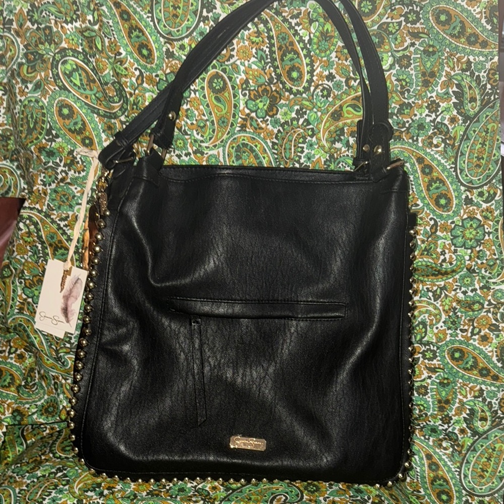 Jessica Simpson NEW Black and Gold Leather Like Shoulder Bag 💘💘